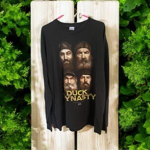 M & O  Knits Heavy Weight Duck Dynasty Long Sleeve Men's  Black Shirt Size XXL